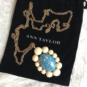 Ann Taylor Turquoise Cabochon Pendant Necklace: